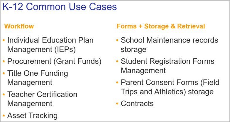 K-12 Common use cases