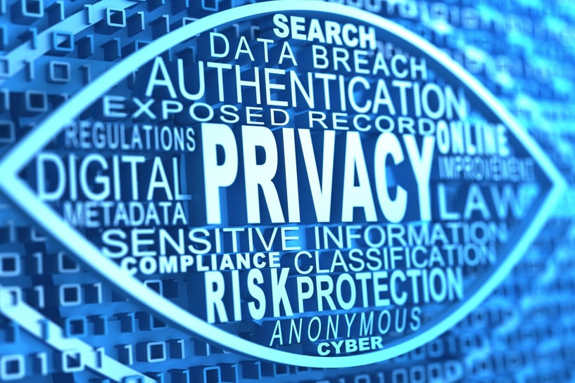 Privacy and related words inside an eye shape