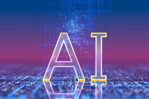 The letters AI shown on a digital background