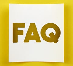 FAQ yellow letters white background