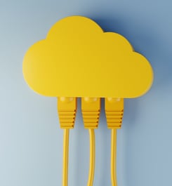 Yellow cloud on blue background
