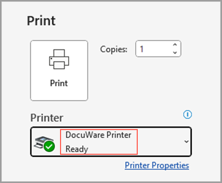 Archive your document in DocuWare via the print option
