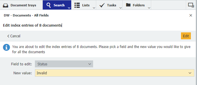 Edit Status of multiple documents