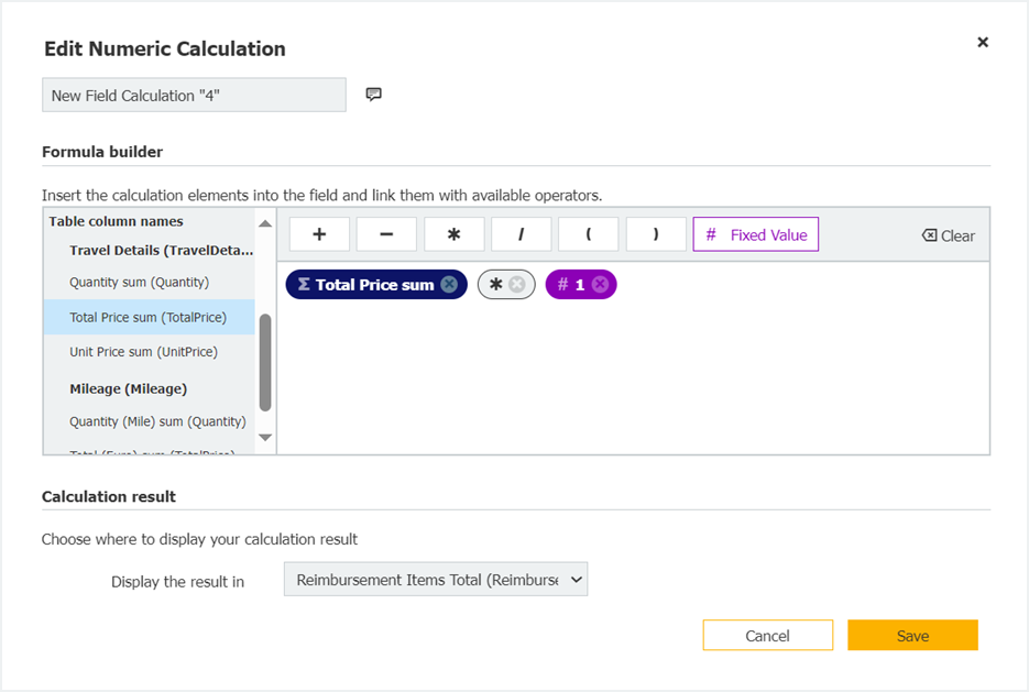 More automation possible with table calculation in forms