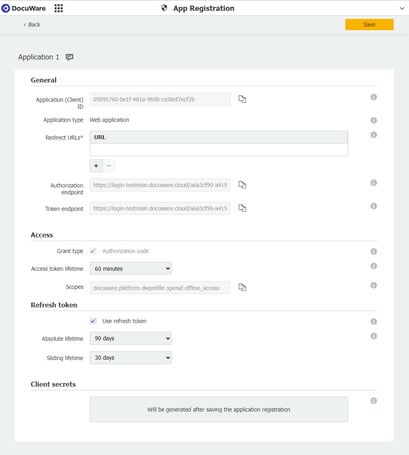Application R Register Register applications integrated via API