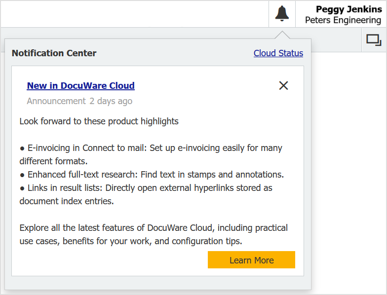 Feature updates: Keep up to date with the cloud bell
