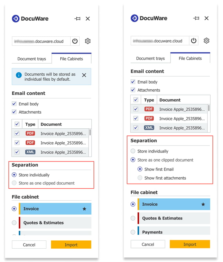 Update of Outlook Add-in for more detailed document processing