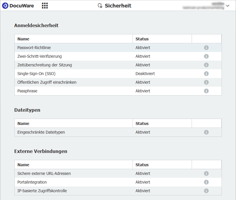Sicherheit Konfigurationen