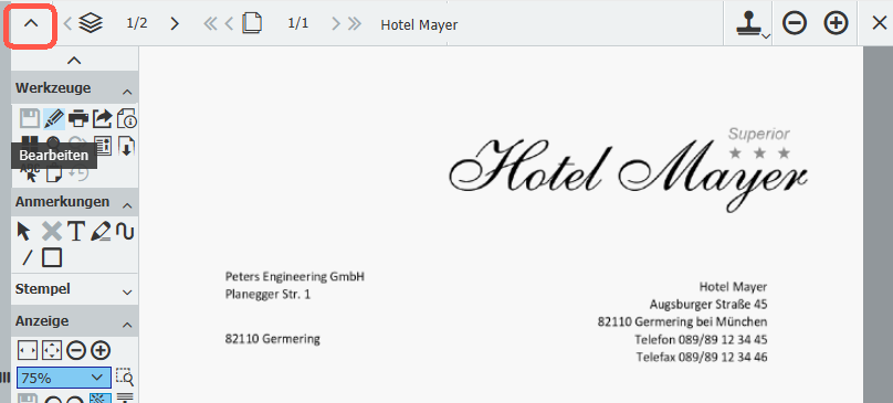 Werkzeugleiste oeffnen