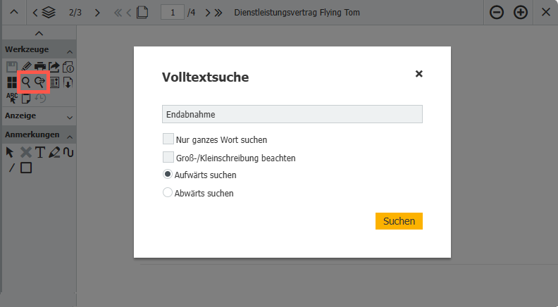 Volltextsuche im Viewer