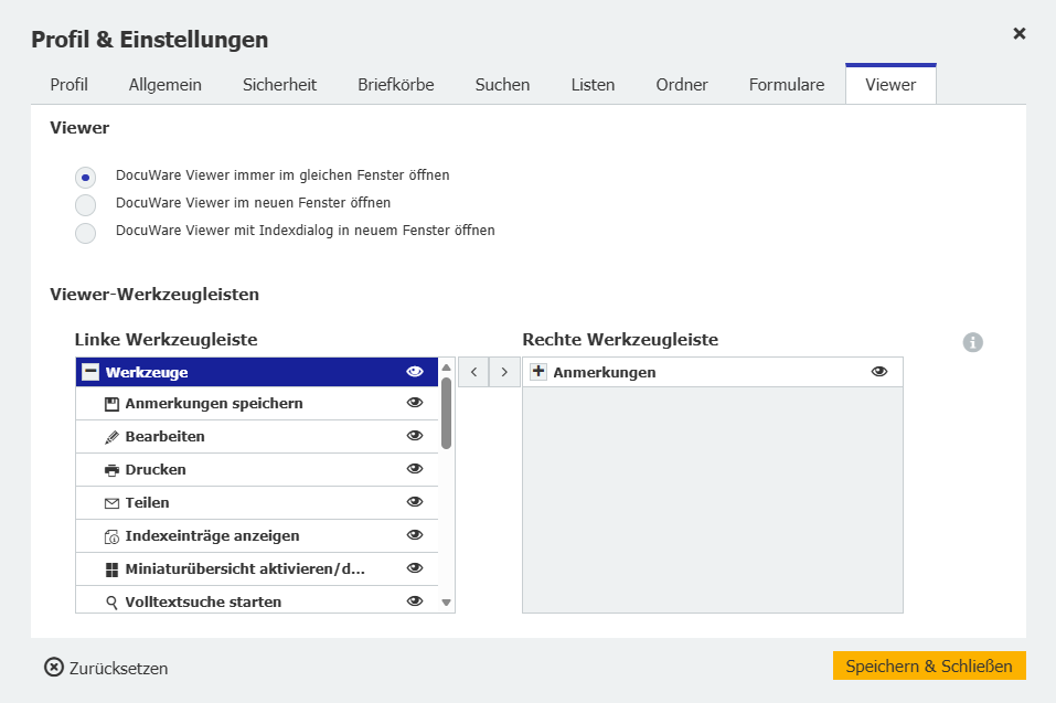 Werkzeugleiste anpassen