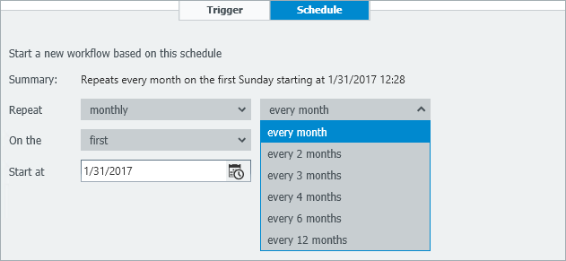 DocuWare: Schedule Settings for Monthly Execution