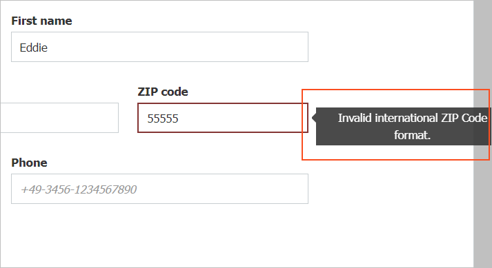Input helpers in DocuWare Forms with error message