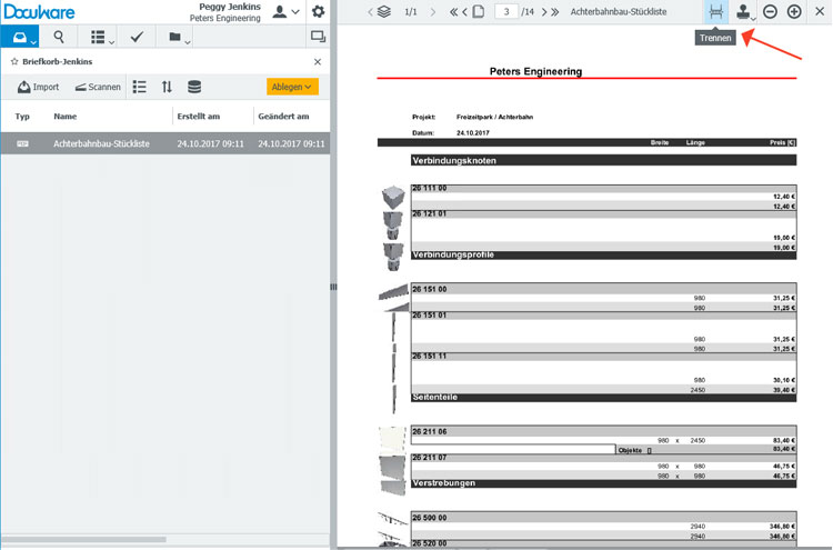 Tipp: PDF-Dokument im DocuWare Viewer aufteilen