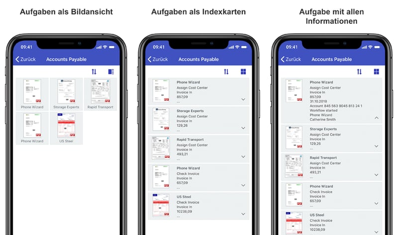 Mobile DocuWare App mit Indexkarten-Ansicht