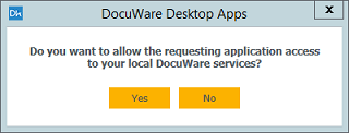 Answer Yes to the question about access to your local DocuWare services.