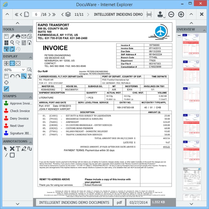DocuWare Viewer with toolbars on both left and right side