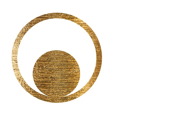 Solid gold circle within a larger circle 