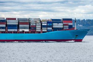 Cargo ship at sea