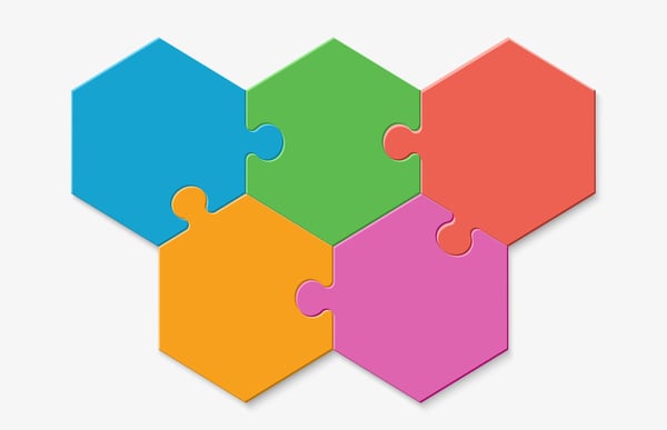 Colorful interlocking puzzle pieces