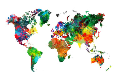 Colorful painting of the global continents