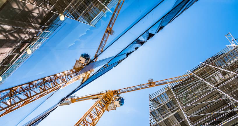 modern crane on construction site