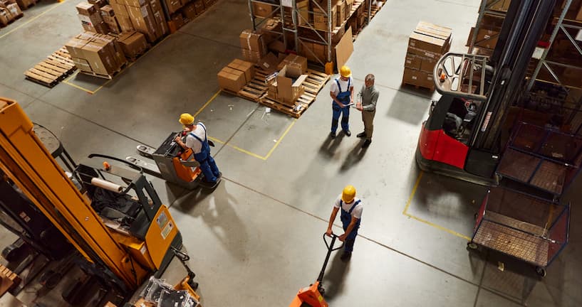 Above view of the working day in the supply chain.