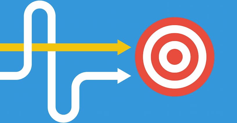 Yellow and white arrows pointing at target