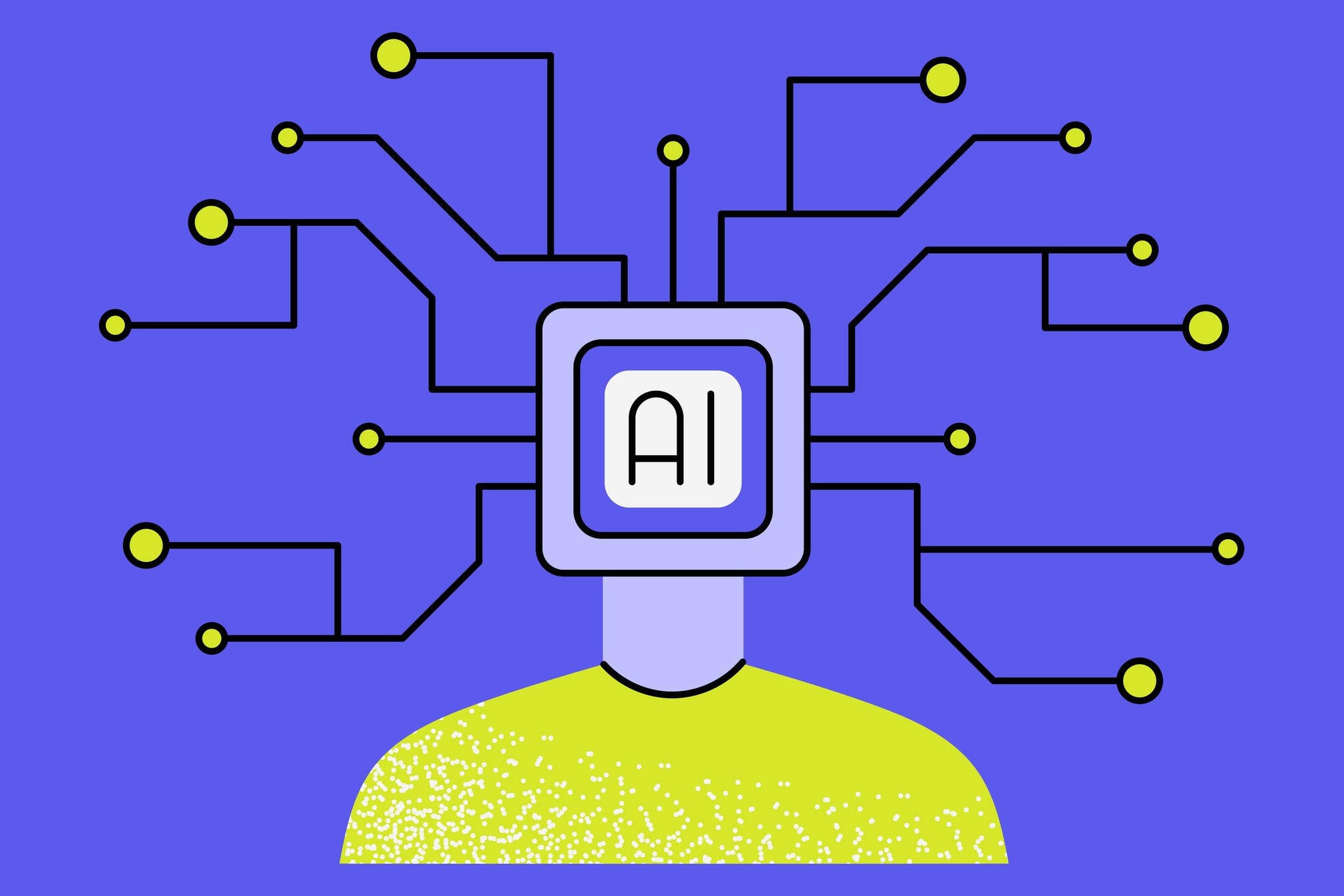 illustration of a character with a monitor for a head with the words 