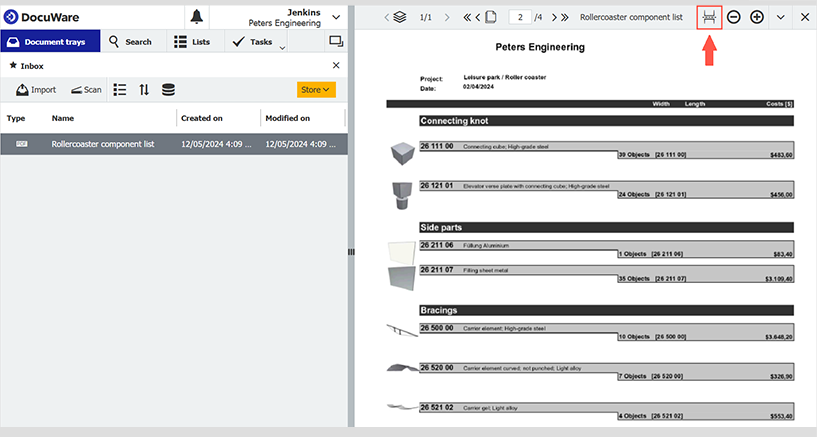 Split a PDF into multiple documents in the viewer