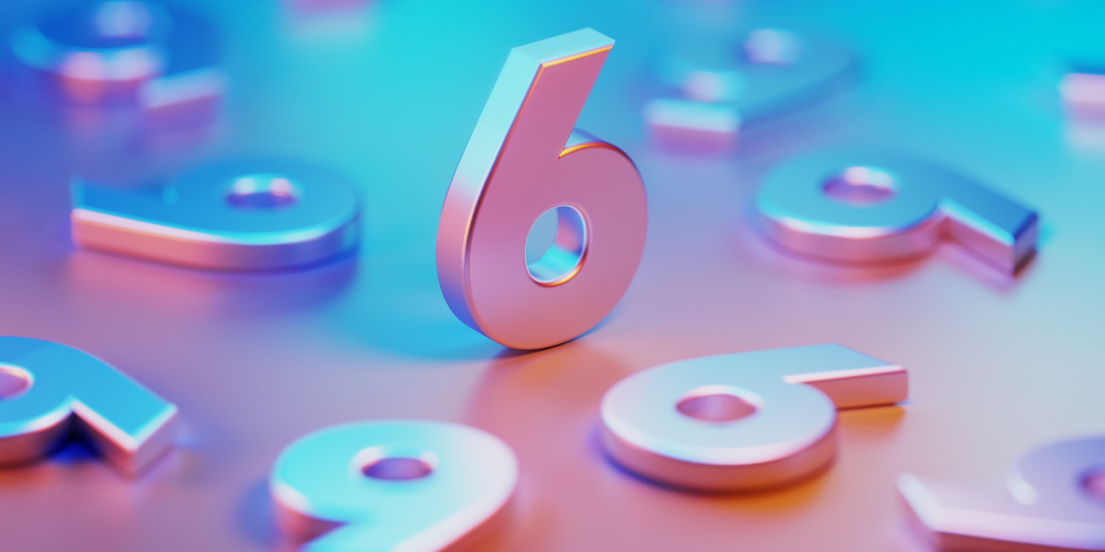 Several versions of the number six representing the six benefits of using document management